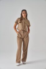Celeste – Camel Bej Kadın Üst Crop Scrubs - Görsel 5
