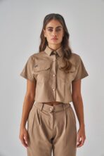 Celeste – Camel Bej Kadın Üst Crop Scrubs - Görsel 3