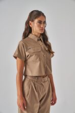 Celeste – Camel Bej Kadın Üst Crop Scrubs - Görsel 4