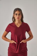 Vortex – Bordo Kadın Üst Scrubs