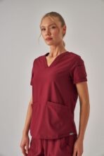 Fun – Bordo Kadın Üst Scrubs