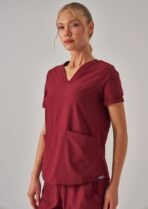 Fun – Bordo Kadın Üst Scrubs