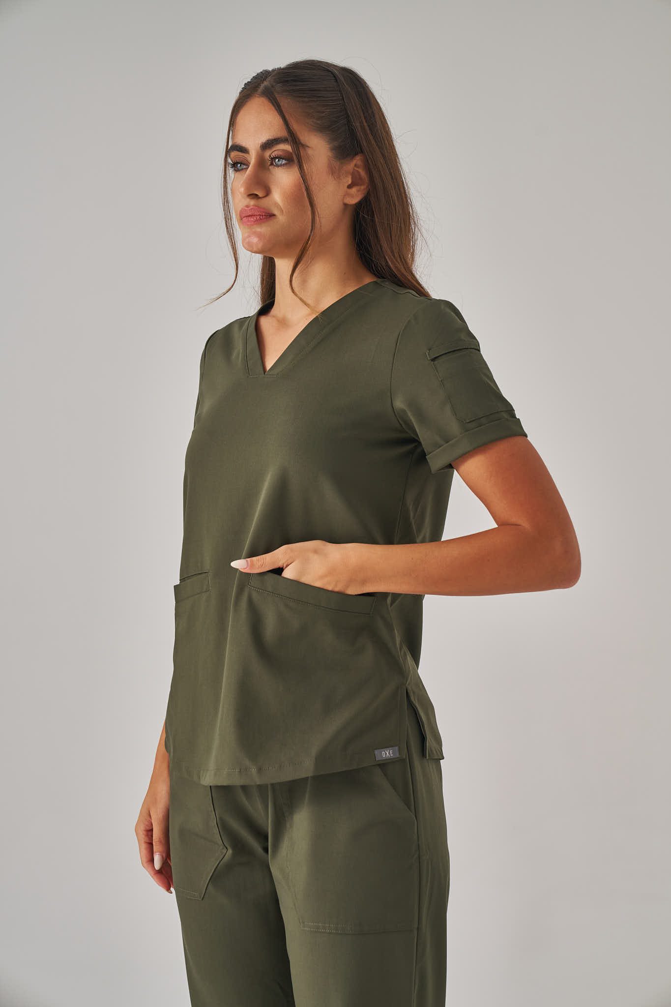 Fun3 Fun – Haki Yeşil Kadın Üst Scrubs - Görsel 1