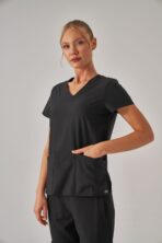 Vortex – Siyah Kadın Üst Scrubs