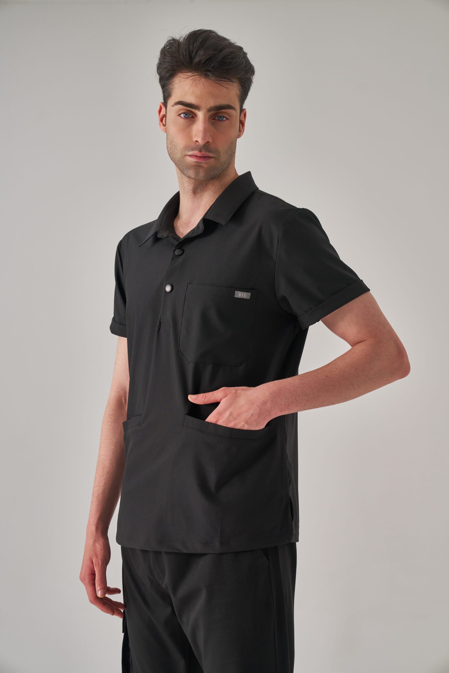 salu Salu – Siyah Erkek Üst Scrubs - Görsel 1