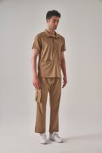 Salu – Camel Bej Erkek Üst Scrubs - Görsel 4