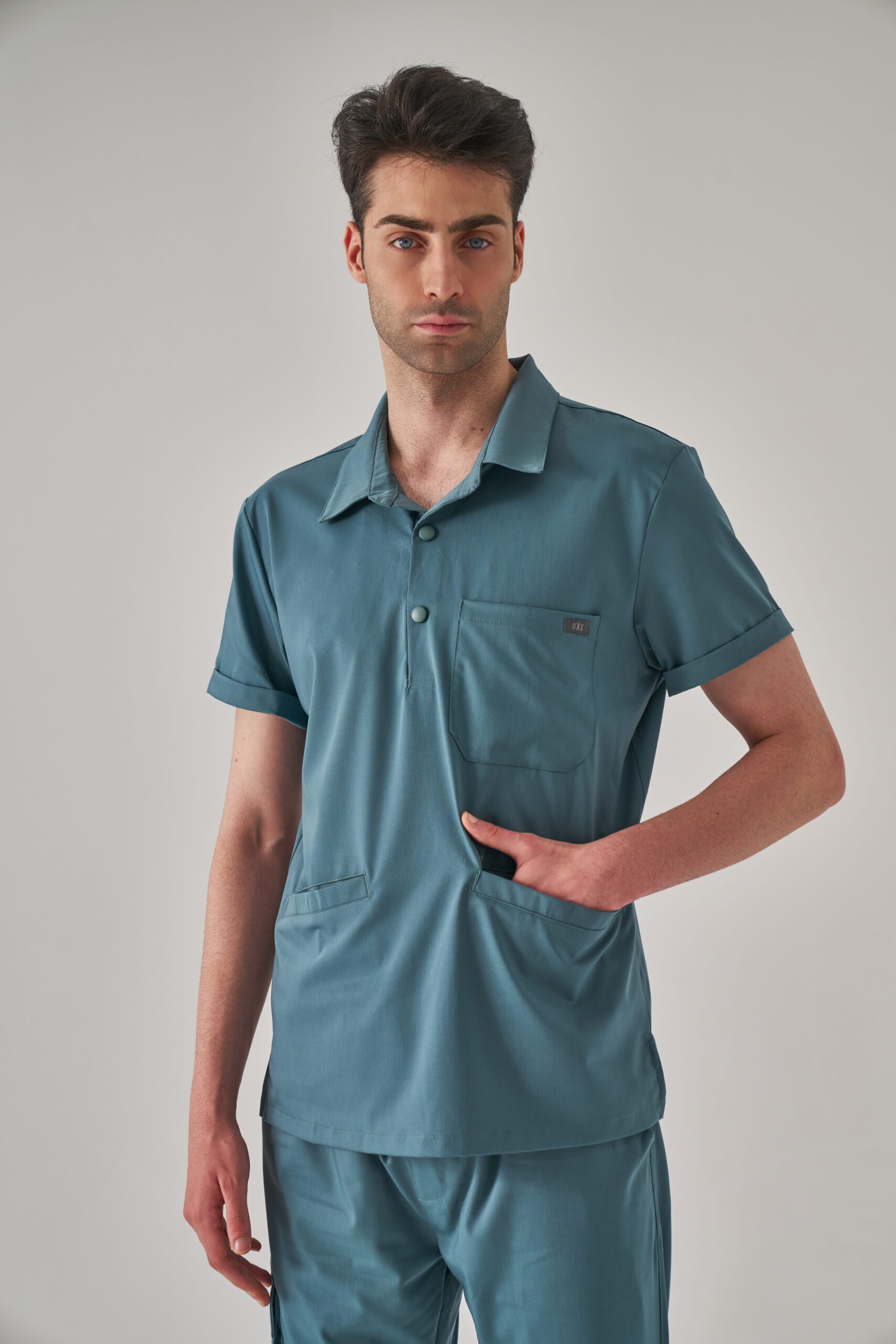 salu Salu – Petrol Mavi Erkek Üst Scrubs - Görsel 1