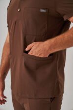 Salu – Kahverengi Erkek Üst Scrubs - Görsel 3