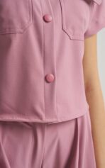 Celeste – Pudra Pembe Kadın Üst Crop Scrubs - Görsel 7