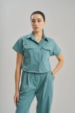 Celeste – Cool Mint Üst Crop Scrubs - Görsel 3